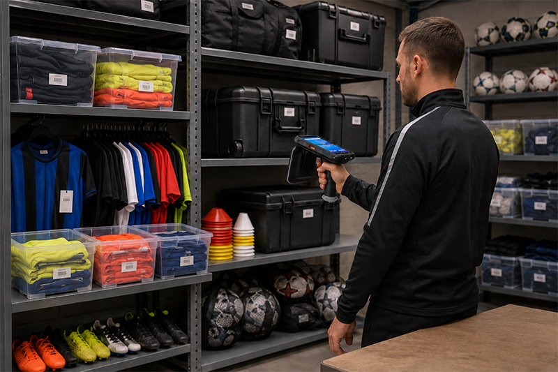 RFID Football Equipment Management for jerseys, training equipment, and asset inventory